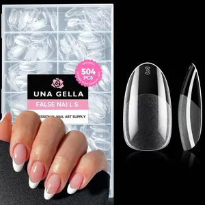 UNA GELLA Square Toe Nail Tips For Big Toe, 504Pcs 15Sizes Soft Gel Full Cover Toe Nail Tip Pre-buff Fake Acrylic Toes Nail Press Ons Soak Off Pedicure For Nail Extensions Home DIY Nails Salon