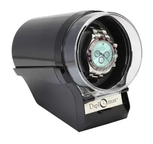 Diplomat Black Watch Winder - Luxury Single Timepiece Storage Solution