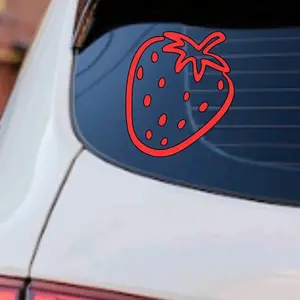 Strawberry Decal Car Mirror Sticker Handmade Vinyl Decal Easy Application Customizable Color Size Car Accessories Decorative Window Sticker