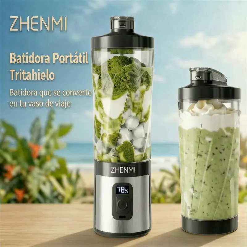 Licuadora Portátil ZHENMI con Cuenta Regresiva Automática y Pantalla – Vaso de Viaje de 20 oz a Prueba de Fugas, Tritura Hielo Perfectamente, Recargable por USB-C, Apto para Lavavajillas y sin BPA – Para Smoothies, Batidos y Mezclas Sobre la Marcha summer