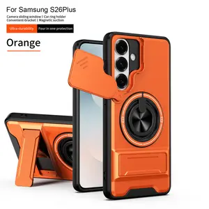 Shockproof Magnetic Phone Case for Samsung Galaxy S25/S24/S23/S22/S21/S20 A14/A15/A16/A35/A36 Ultra |   Dual Kickstand Ring Holder, MagSafe Compatible, Slide Camera Cover, Heavy Duty Protective Case