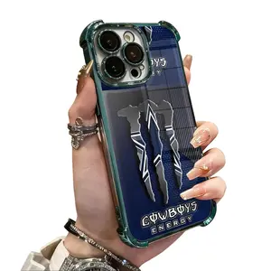 Phone Case For iPhone 17/16/15/14/13/12/11/X/Xsmax Plus Pro ProMax Dallas Cowboys Monster Energy Navy Blue Striped Claw Logo Print Clear Soft Silicone Shockproof Protective Cover