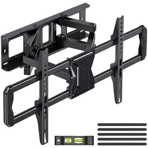 MountFTV Full Motion TV Wall Mount for 37-84 inch Curved TVs with Swivels Tilts Extension Max 600x400mm Holds up to 110lbs Fit 16" Wood Stud UL Listed