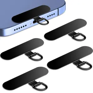 Phone Tether Tab for , 4 Pack Metal Lanyard Patch, Lanyard Strap Replacement Part for All Full Cellphone Cases (Black)
