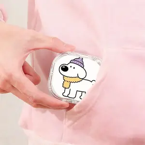 White Puppy with Purple Hat Yellow Scarf Printed Braces Box, Viral Popular Denture Storage Box, All-Scenario Universal Orthodontic Retainer Case, Large-Capacity Moisture-Proof Drop-Resistant Storage Box