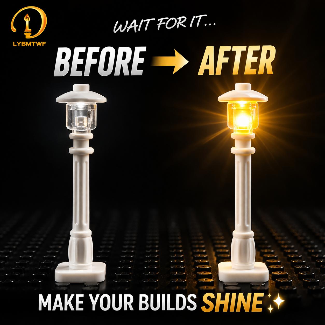 LYBMTWF 10PCS LED Street Light Kit for Building Blocks – Battery Operated USB City Lamp Post Accessories Warm Light DIY Upgrade for Display Case Diorama Mini Bricks