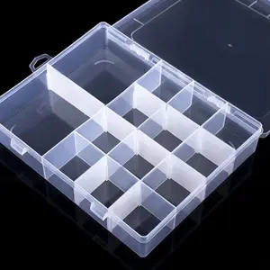 【E003】14 grids removable Storage Box PP Plastic Jewelry Box Transparent Multi Compartment Organizer for Jewelry & Small Items Durable Square Shape Easy Visibility