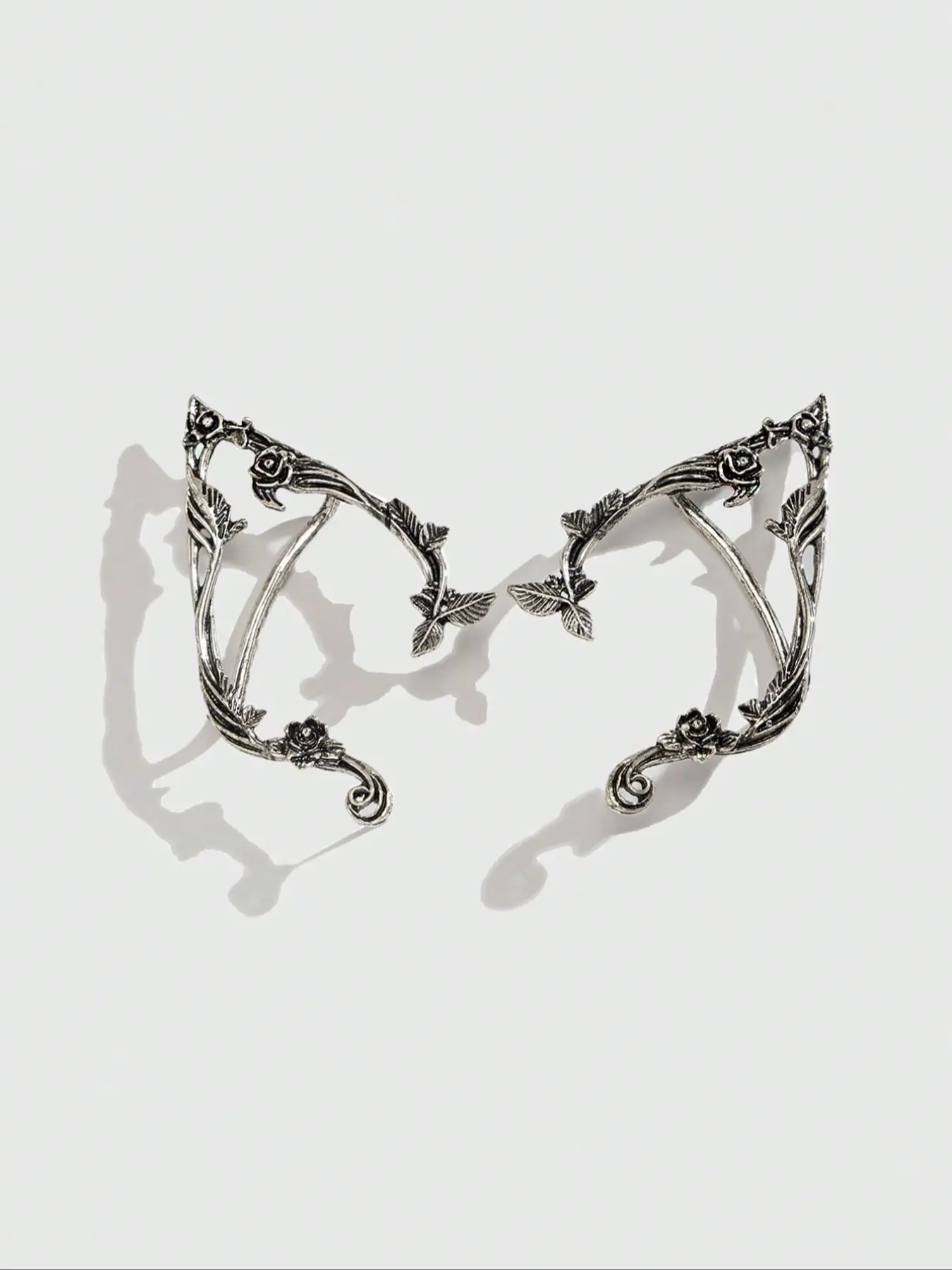 1 Pair Vintage Minimalist Flower Fairy, Handmade Fantasy Cosplay Elven Ear Jewelry Statement Unique Design Earrings For Women, Witchy Jewelry