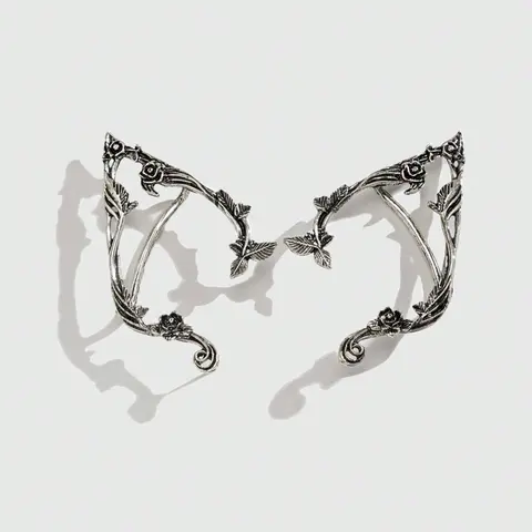1 Pair Vintage Minimalist Flower Fairy Earrings, Handmade Fantasy Cosplay Elven Ear Jewelry For Women