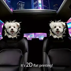 2pcs 11x10.2 inch Marejus dog Design Car Headrest Covers, Universal, all-Season Comfort, seat cover accessories, car interior decoration, suitable for daily travel, idea gift for car lovers,3.18CYJ-6