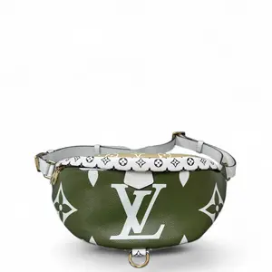 Pre-owned Louis Vuitton Leather Belt Bags Giant Bumbag Empreinte Monogram Giant Kaki Beige White (0522n0)