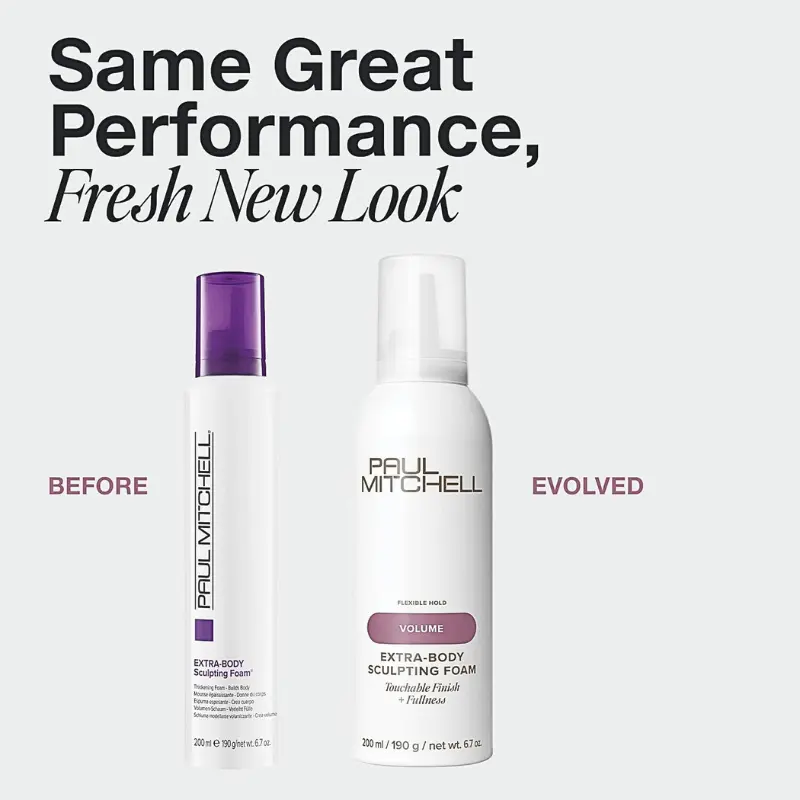 Paul Mitchell Extra-Body Sculpting Mousse, Volumizing & Thickening Styling Foam for Fine Hair, Vegan & Paraben-Free, Lemon Herbal Scent, Scented, Bouncy Blowout