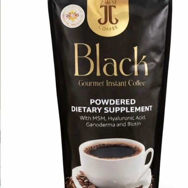Black Gourmet Instant Coffee with MSM Ganoderma Biotin & Hyaluronic Acid Energy Boosting Daily Beverage 30 Count