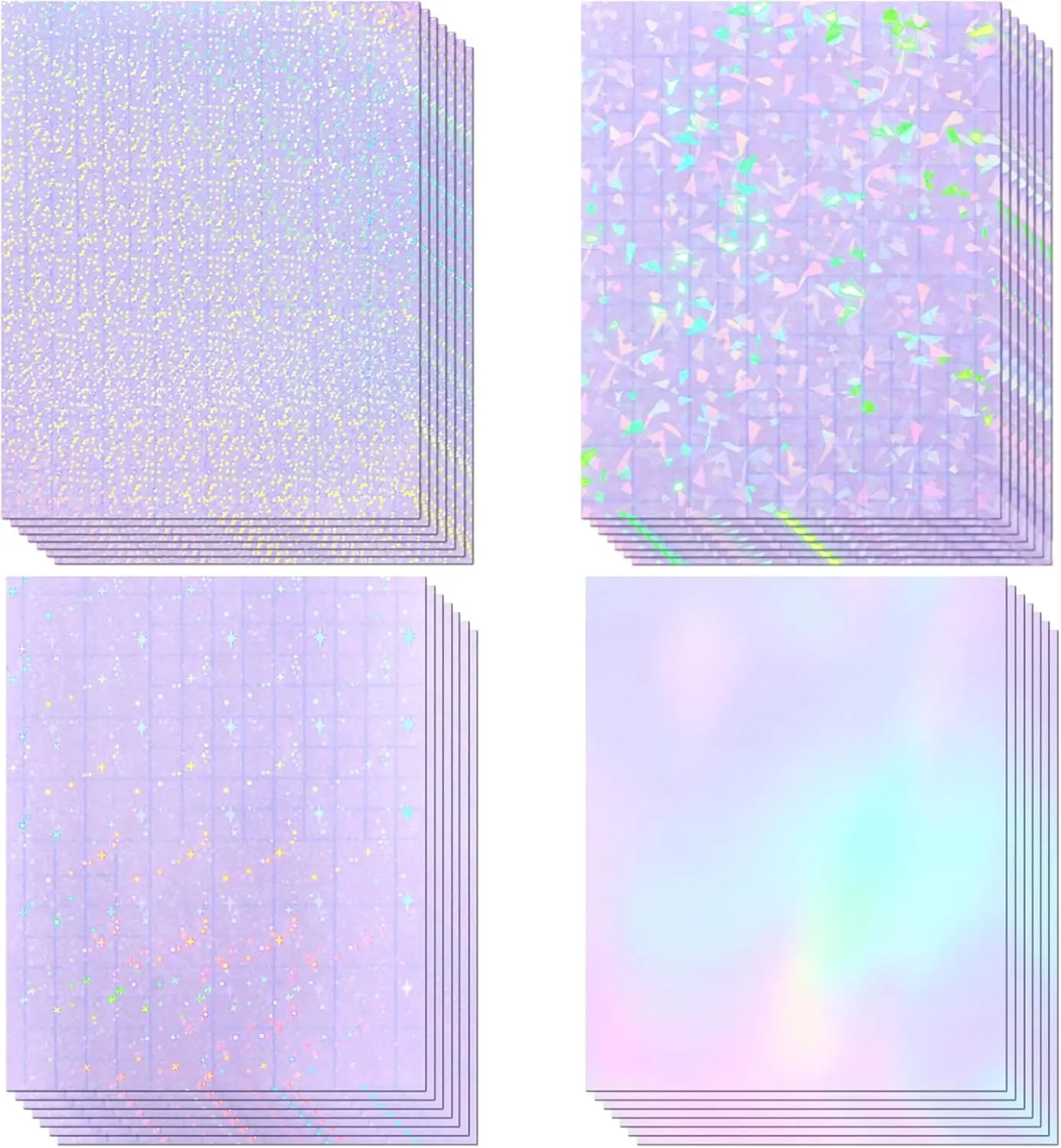 36 Sheets Holographic Laminate Sheets Clear Self Adhesive Sticker Paper