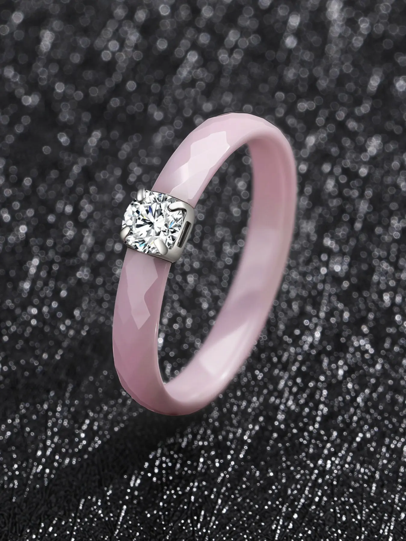 Classic Fashion Promise Ring for Women Ceramic Wedding Band Stackable 3mm Thin Minimalist Colorful Engagement Rings in White Black Pink Green