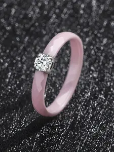 Classic Promise Ring for Women Ceramic Wedding Band Stackable 3mm Thin Minimalist Colorful Engagement Rings in White Black Pink Green