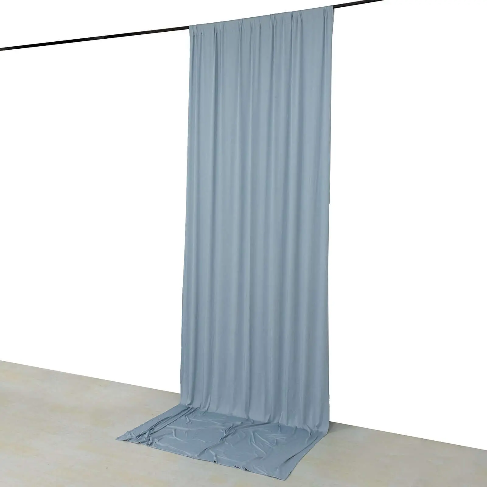Dusty Blue 4-Way Stretch Spandex Event Curtain Drapes, Wrinkle Free Backdrop Event Panel with Rod Pockets - 5ftx12ft