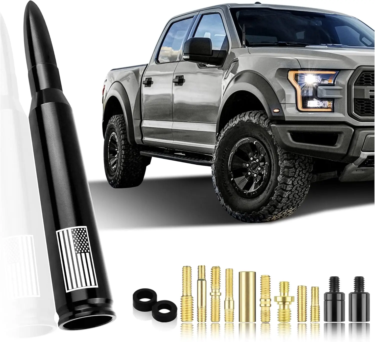USA-Style Car Antenna — Truck Exterior Accessory [Newly Upgraded Flag Design] — Replacement Antenna for Sedans, SUVs, Trucks, and Most Vehicle Models (Black) Car Gadgets