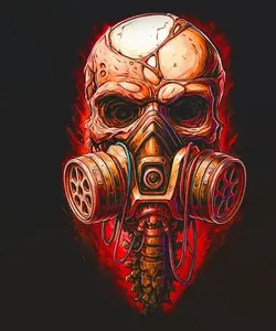 HalfTone Skull Gas Mask Design Only for Black Fabric Ready to Press Heat Transfer DTF Transfer Direct to Film