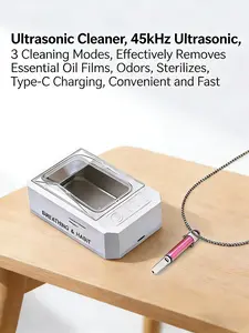 Ultrasonic Necklace Cleaner Machine High Frequency Oil Removal Jewelry Cleaning Tool, Efficient Jewellery Care Device