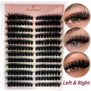 Left/Right Lash Clusters 216 Pcs Individual Lashes Clusters 8-16 MM Cat Eye Wispy Eyelash Clusters D Curve 80D/100D/120D/150D Cluster Eyelash Extensions Easy DIY Lash Extension at Home Makeup Cosmetic lashcluster
