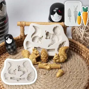 Silicone Mould Squirrel Carrot Shape Fondant Cake Mold Crystal Drip Silicone Mold Chocolate Baking Tool, 1 Piece, Model_xinghao Sp250515hsj20 Durable