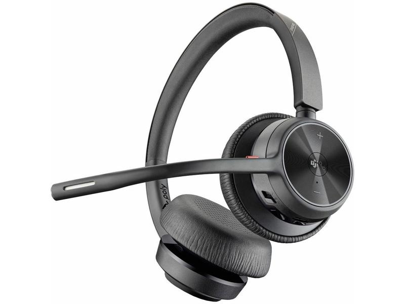 Poly Voyager 4300 UC 4320-M Headset - Google Assistant, Siri - Stereo - Wired/Wireless - Bluetooth - 164 ft - 20 Hz - 20 kHz - On-ear, Over-the-head - Binaural - Ear-cup - 4.92 ft Cable - MEMS Technol