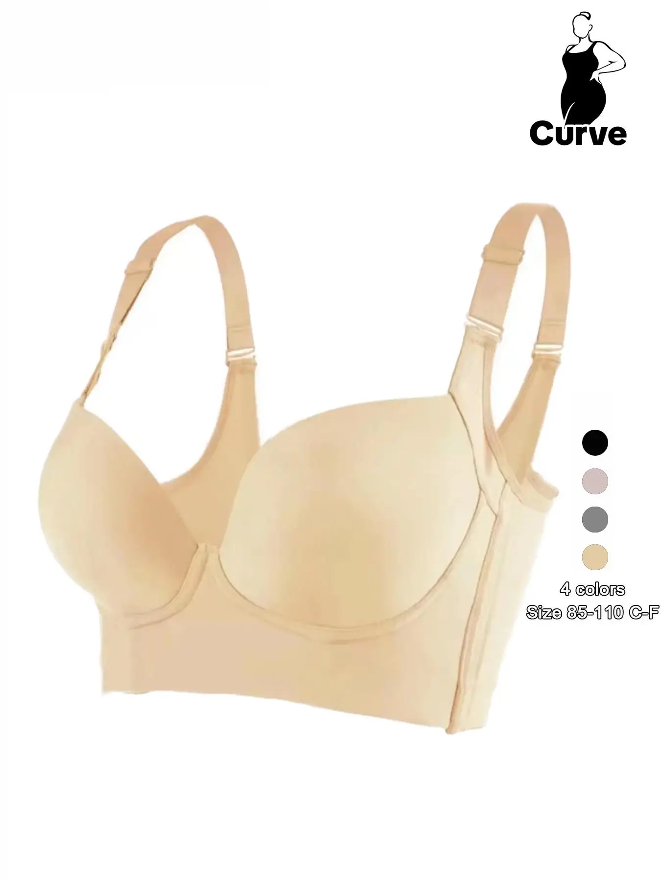 Plus Size Solid Adjustable Strap Push Up Bra, Women's Seamless Memory Wire Bra, Summer Outfits 2024, Soft Comfortable Breathable Bra for Daily Wear