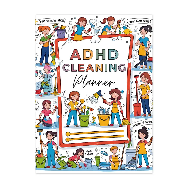 ADHD Cleaning Planner, 72 Pages Home Cleaning Schedule, Weekly, Monthly, Yearly Cleaning Checklist, Checklist Organizer, Declutter, Family Chore Workbook, Planner Notebook