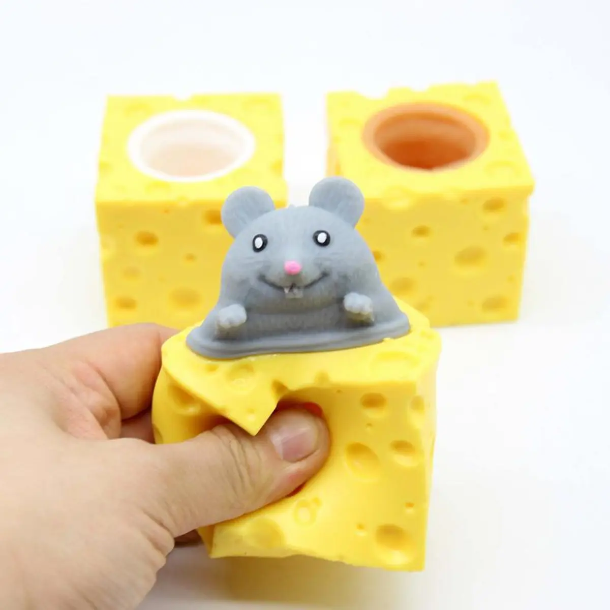 Squishies Fidget Toy, Soft and Quirky Mouse in Wedge Design - Sensory Friendly Decompression Squeeze Ball for Desks and Anxiety Relief, Soft Squishy Sensory, Cheese Squishy, Fidgets, Squeeze Stress Relief Toys, Sensory Tools