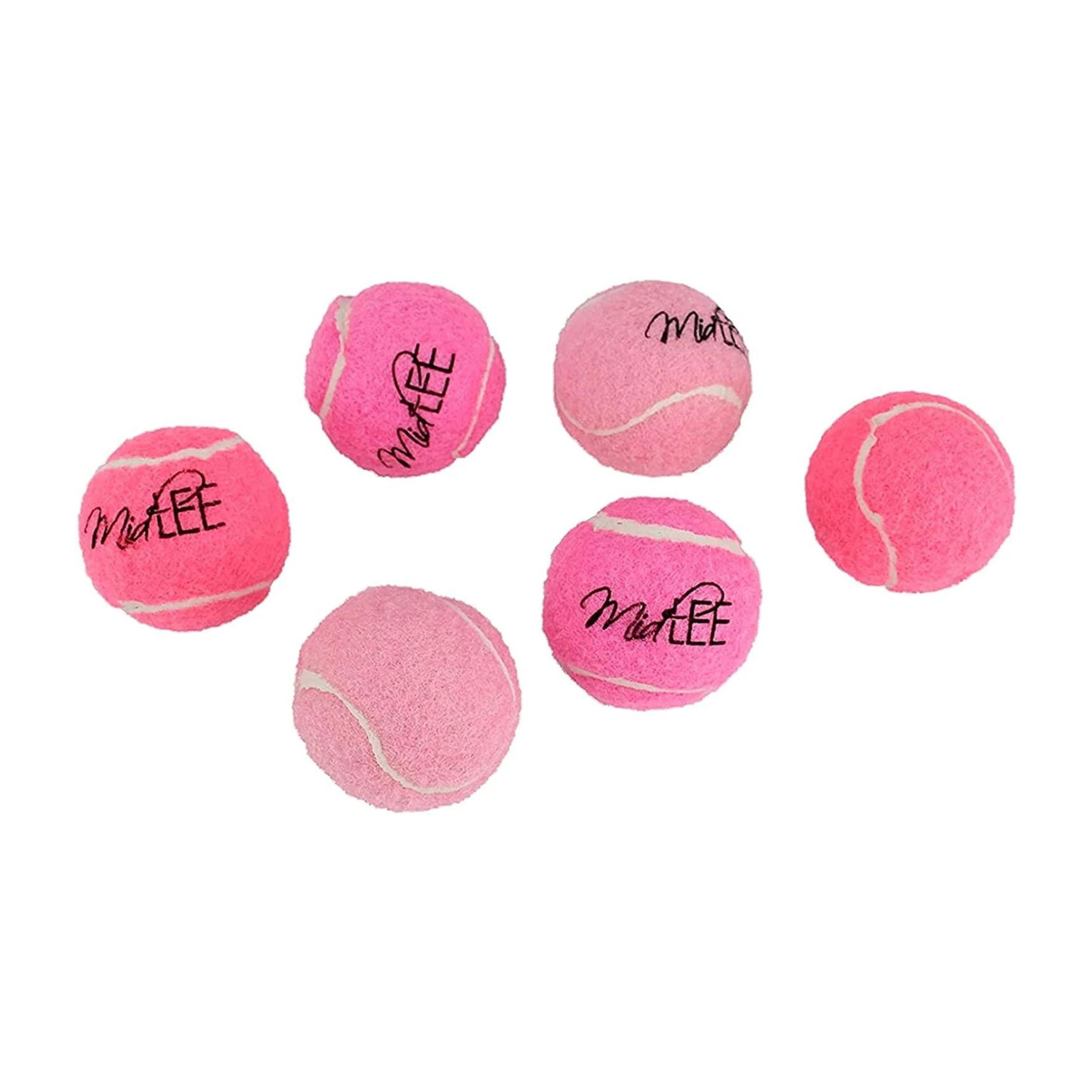 Midlee Mini 1.5" Squeaky Dog Tennis Balls Pink 6 Pack for Small Dogs Fun Fetch Toys with Built-in Squeaker for Active Play