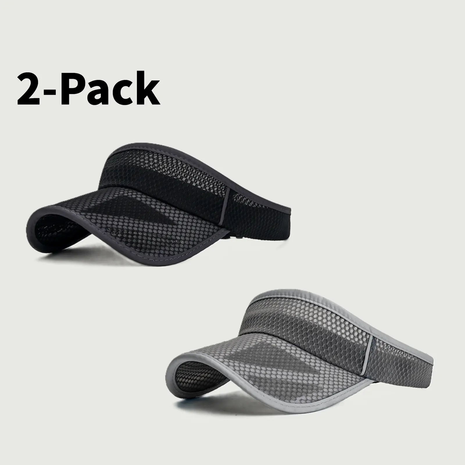 Unisex 2-Pack Summer Open-Top Mesh Sun Hat with Extended Brim, Sports & Outdoor Sun-Protection Visor Cap