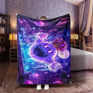 Neon Star Kirby Odyssey Flannel Blanket, Soft Comfort Fabric, Perfect Gift for Boys Girls Men Women, Home Decor and Warmth Ideal Choice