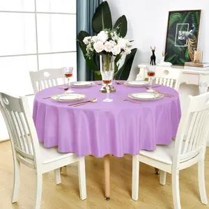 Lavender Round Tablecloth Waterproof Stain Resistant Wrinkle Free Table Cloth 210GSM Polyester Washable Wipeable Circle Table Cover for Party, Banquet, Wedding, Indoor and Outdoor