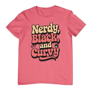 Nerdy Black and Curvy Tee - Bold Retro-Style T-Shirt for Proud Nerd Women - 100% Pre-Shrunk Cotton for Soft Breathable Fit - Classic Unisex Design