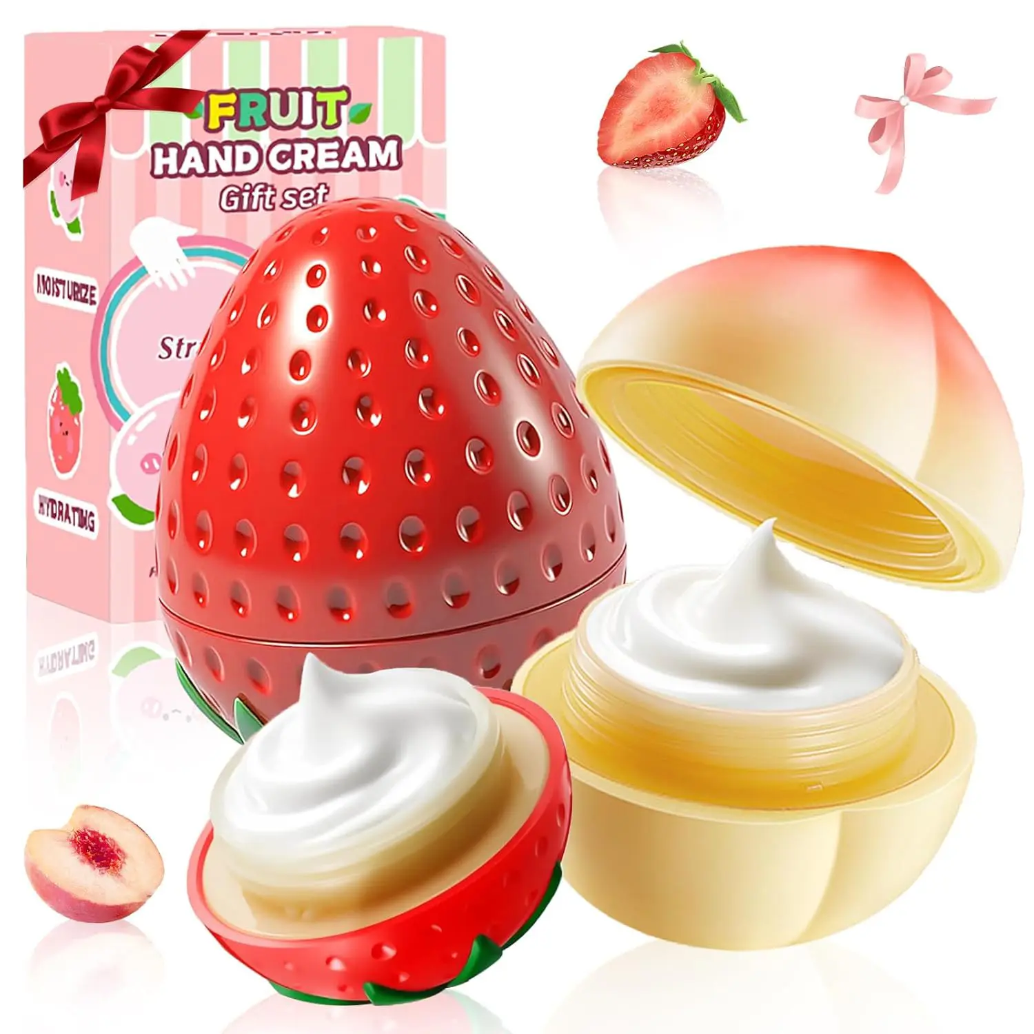Peach Fruit Extract & Vitamin E Hand Cream, 2-Pack Multi-Pack, Travel Size Compact, 24-Month Shelf Life, Moisturizing for Dry Skin, Hydrating, Smoothing, Non-Greasy, Long-Lasting, Perfect Gift for Adults (Birthday, Christmas), Silky Peach Cream, Hand Mois