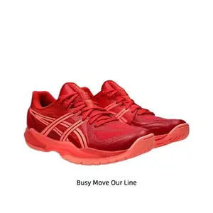 All Red Lightweight Indoor Court Shoes - Breathable Mesh Upper with Shock Absorption for Badminton, Volleyball & Gym Training