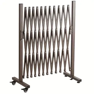 Adjustable Aluminum Expandable Garden Fence - Portable Barricade Gate with Casters, 126x15.2x40.6 Inches, Flexible Safety Barrier for Pets & Home Organization