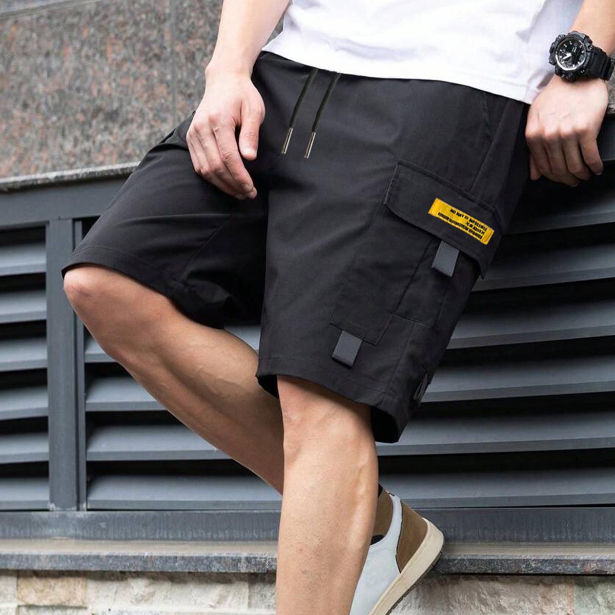 Spring/Summer men’s casual cargo shorts, 1-pack; stylish multi-pocket design with drawstring; suitable for casual sports, outdoor activities, camping, travel, and vacations; men’s athletic shorts.
