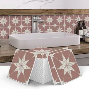 (12pcs/24pcs) Portuguese Art Peel & Stick Splash Guard Tile Stickers, 15cmx15cm PVC Wall Decals for Kitchen Bathroom Living Room TV Backdrop Decor