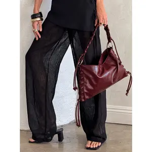 Amadea Tie Detail Shoulder Bag Burgundy