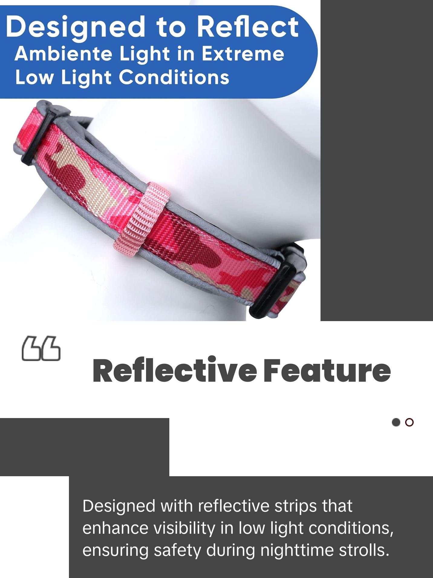 Camouflage Dog Collar Padded Dog Collar Reflective Dog Collar Puppy Collar Training Dog Collar Medium Dog Collar/Large Dog Collar Camo Pink Dog Collar