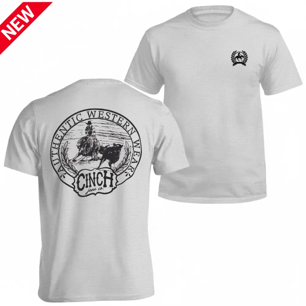 Cinch Authentic Western Wear T-Shirt, Cowboy Ranch Logo Shirt, Vintage Rodeo Graphic, Ranch Roping Back Print, Cinch Jean Co Design, Gift For Men Women