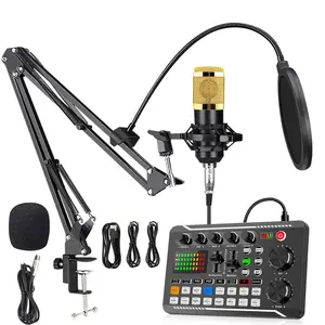 Podcast Equipment Bundle, Soundcard Recording Studio Package with Voice Changer, Live Sound Card, Audio Interface for Laptop Computer Vlog Living Broadcast Live Streaming