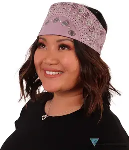 Chop Top Doo Wrap – Bold Biker Fashion Bandana with Lightweight Fit -  Paisley Lavender with Rhinestones