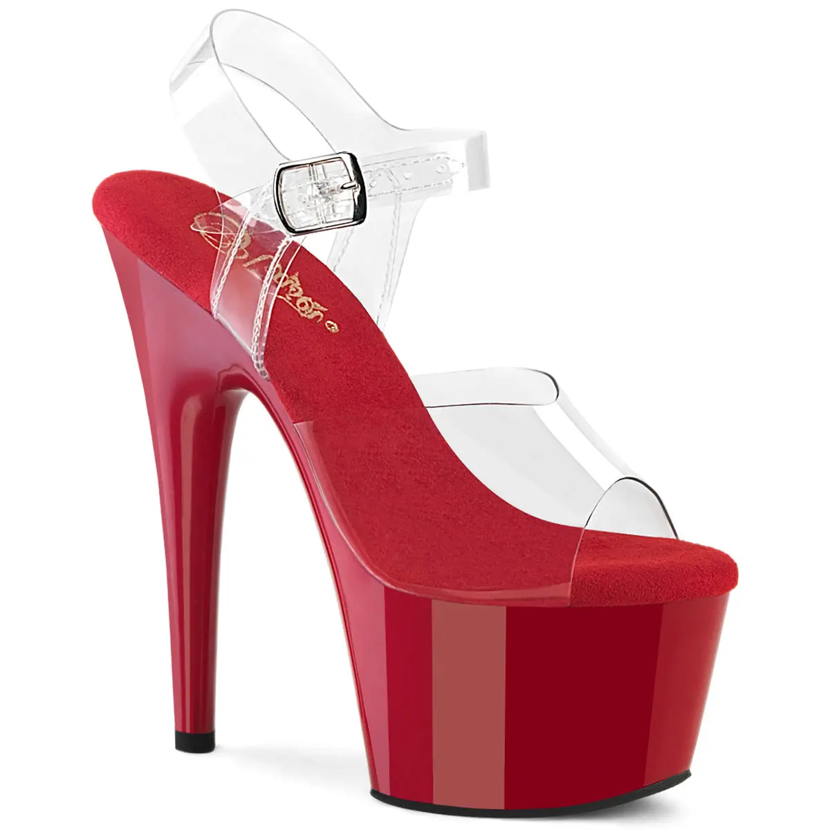 Pleaser Women's Adore-708 Elegant Decor-Accented Heeled Platform Pumps - 7" (178mm) Heel, Pointed Toe, Zip Closure, All-Season Stylish Footwear
