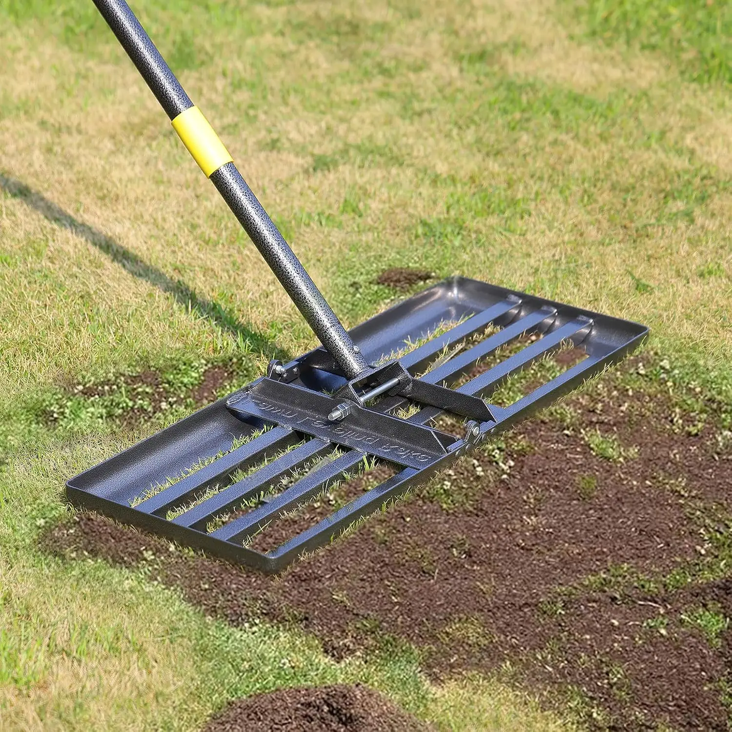 Lawn Leveling Rake, 27" x 10" Efficient Lawn Leveling Tool with 60in Adjustable Corrosion-Resistant Coating Stainless Steel Handle, Heavy-Duty for Gardens, Golf Courses, Soil, Sand, Dirt Surfaces