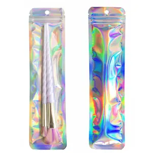 100pcs Foil Pen Bags Holographic Beadable Pen Packaging Clear Bead Pen Packaging Bags for Small Business 2.4x9 inch Resealable Mylar Bags for Beaded Pens
