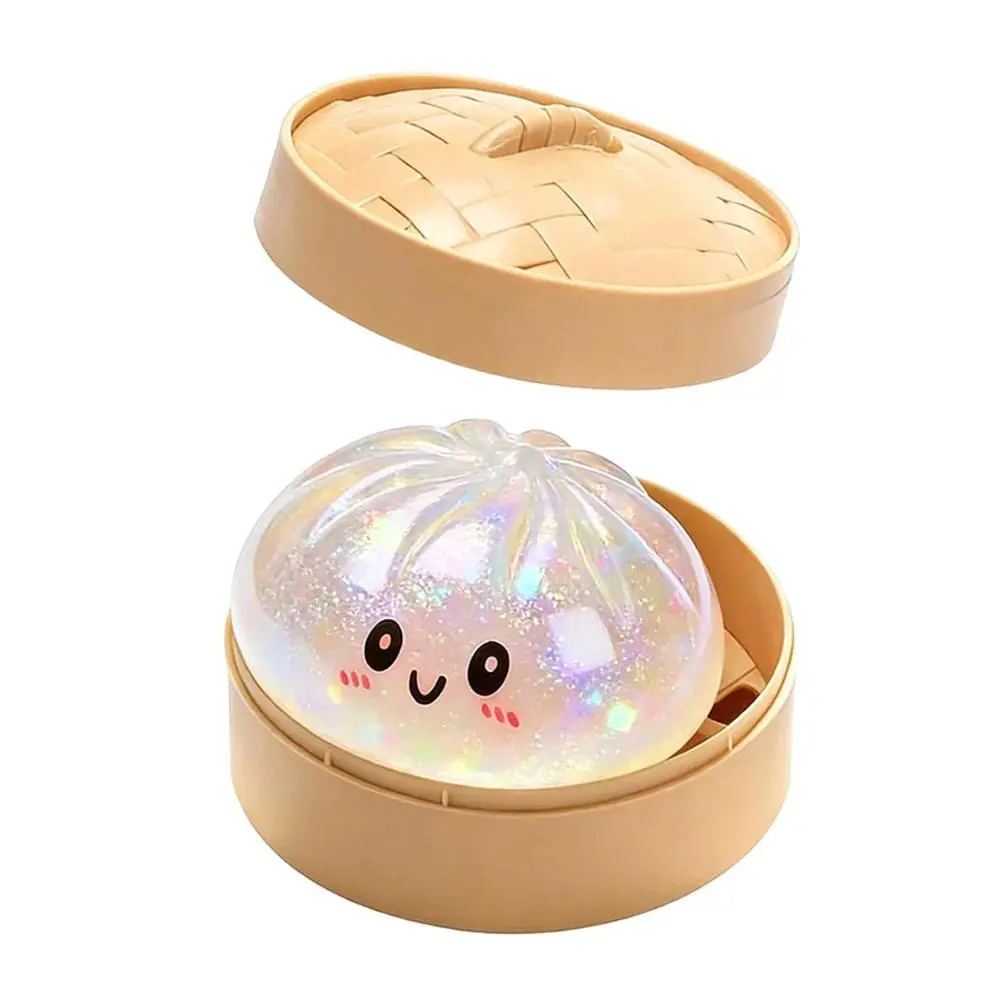Hot Glitter Dumpling Squishy Fidget Toy with Box, Non-Toxic Unisex Squishy Fidgets for Stress Relief Fans Gift, Hot Glitter Dumplings