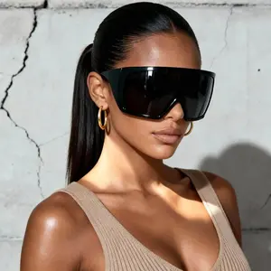 2026 New 2-Piece Futuristic Surround Sunglasses – Party and Carnival Style, Curved Lenses, UV400 Protection, 2000s Retro Style, Oversized Y2K Sunglasses, Cool Steampunk Style Oversized Surround Sunglasses Adjustable Polarized Rectangular Polarized